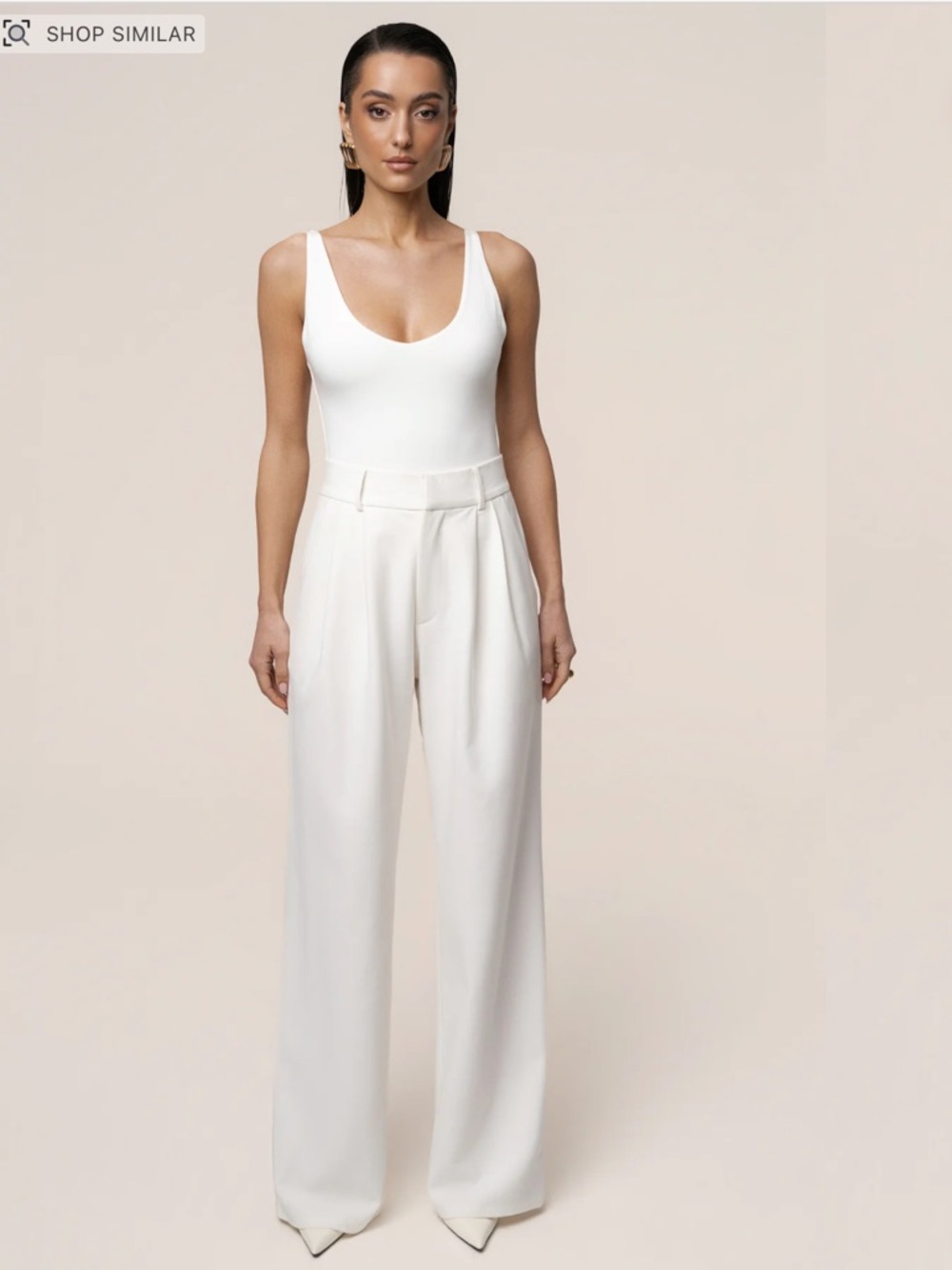 JLUXLABEL Cream Wide-Leg High-Waist Trousers